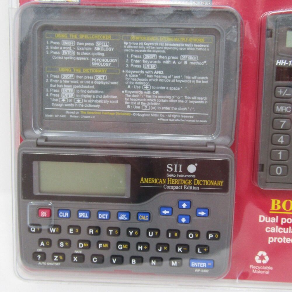 Seiko Instruments American Heritage Dictionary Spell Checker & Calculator NEW